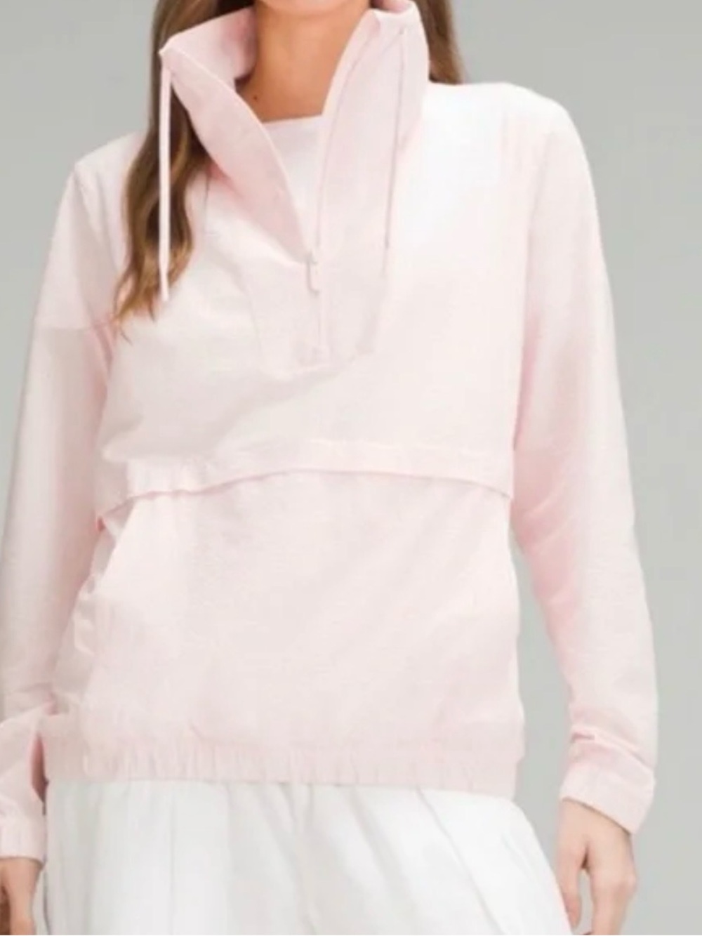 Light Pink Pullover Half-Zip Sweatshirt